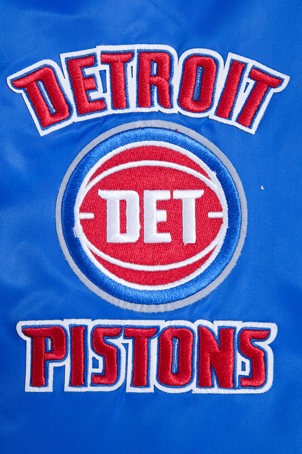 NBA DETROIT PISTONS RETRO CLASSIC MEN'S RIB SATIN JACKET (ROYAL BLUE/RED)