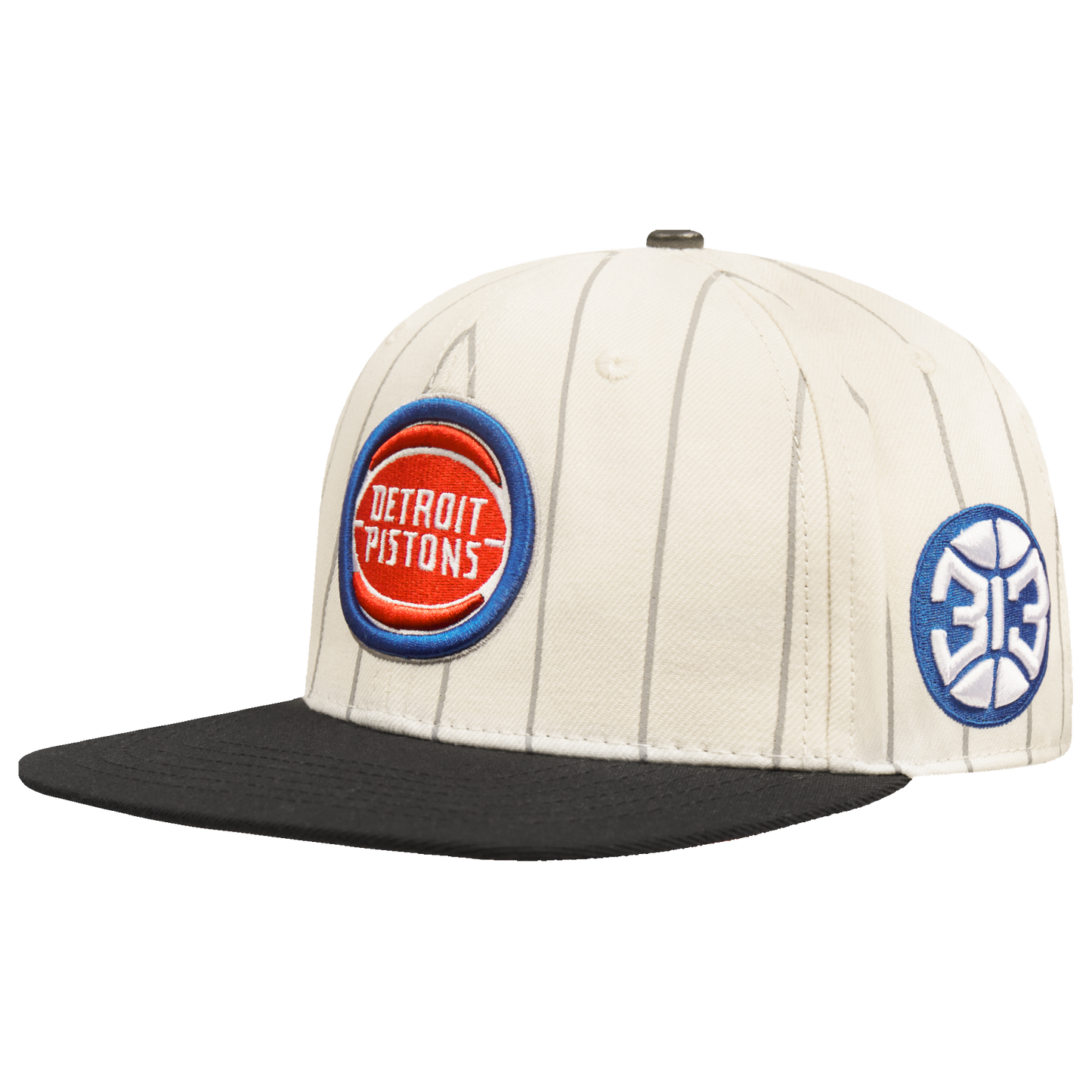 NBA DETROIT PISTONS PINSTRIPE RETRO CLASSIC LOGO WOOL SNAPBACK H (EGGSHELL/ GREY)