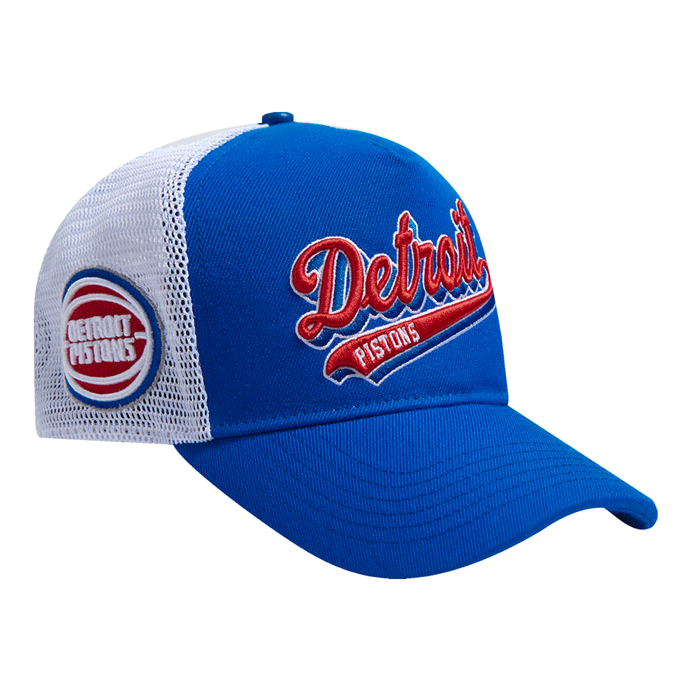 NBA DETROIT PISTONS SCRIPT TAIL TRUCKER HAT (ROYAL BLUE)