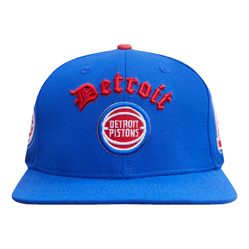 NBA DETROIT PISTONS OLD ENGLISH CASQUETTE SNAPBACK À SIX PANNEAUX POUR UNISEXE (BLEU ROYAL)