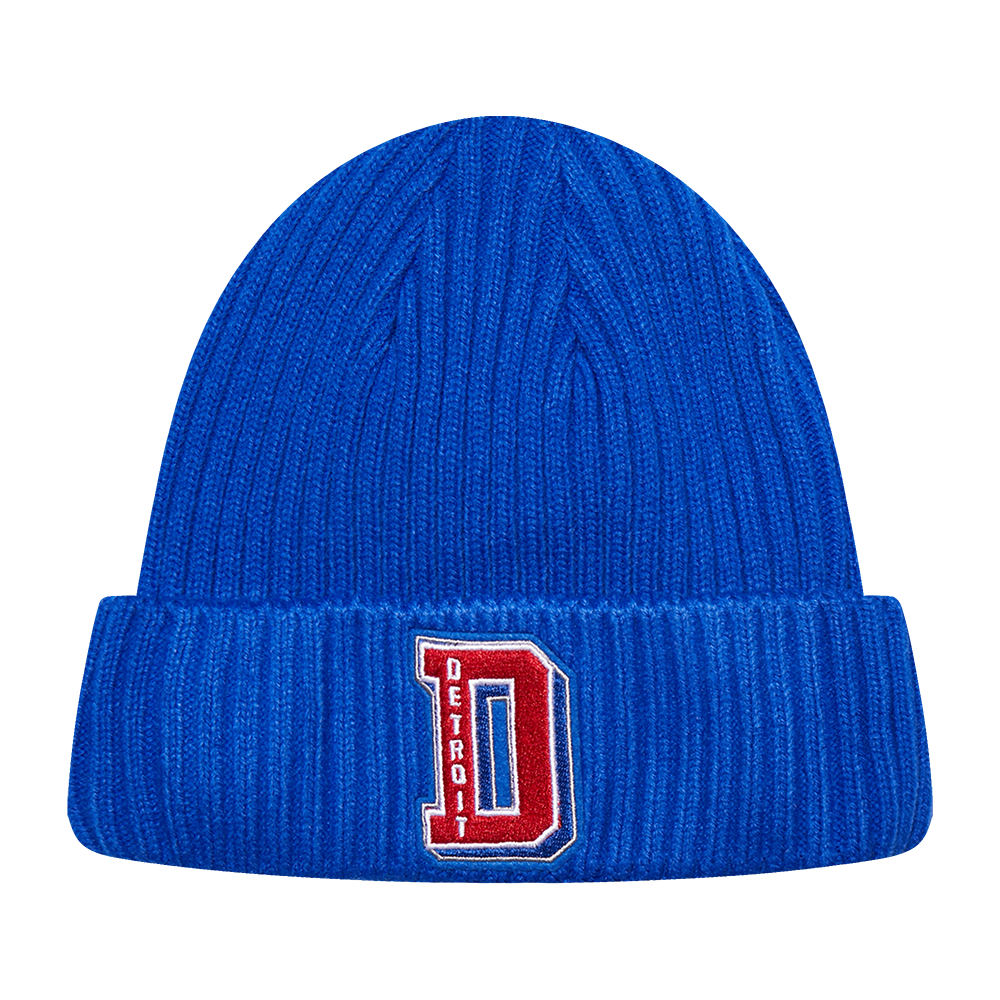 NBA DETROIT PISTONS MASH UP POLAR FLEECE LINED PRO BEANIE CUFFED (ROYAL BLUE)