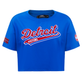 NBA DETROIT PISTONS SCRIPT TAIL WOMEN'S SINGLE JERSEY BOXY TEE (ROYAL BLUE)