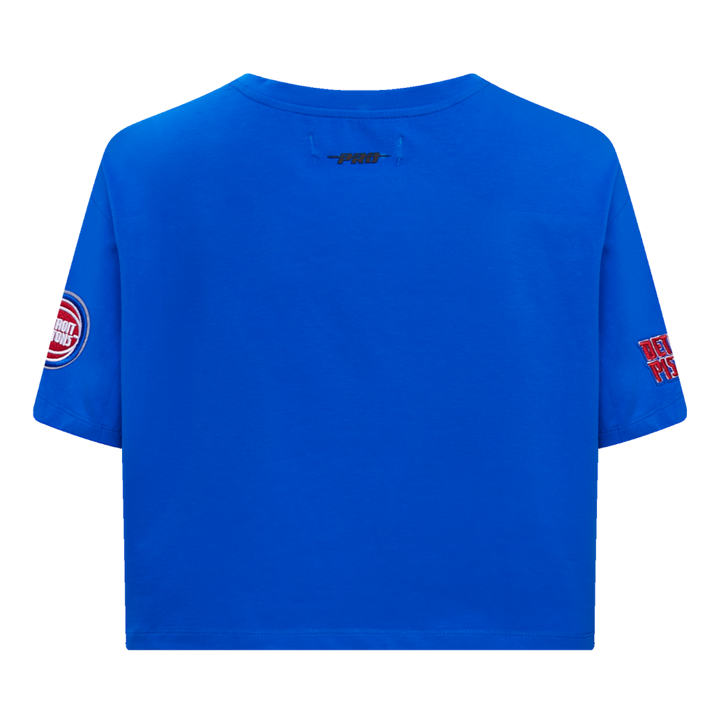 NBA DETROIT PISTONS SCRIPT TAIL WOMEN'S SINGLE JERSEY BOXY TEE (ROYAL BLUE)