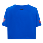NBA DETROIT PISTONS SCRIPT TAIL WOMEN'S SINGLE JERSEY BOXY TEE (ROYAL BLUE)