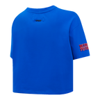 NBA DETROIT PISTONS SCRIPT TAIL WOMEN'S SINGLE JERSEY BOXY TEE (ROYAL BLUE)