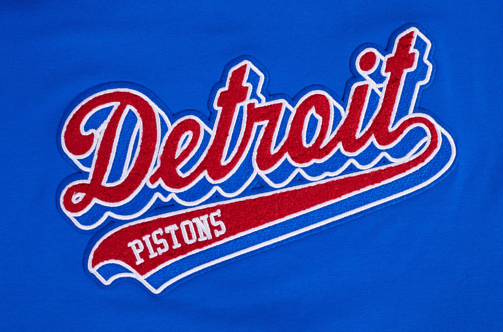 NBA DETROIT PISTONS SCRIPT TAIL WOMEN'S SINGLE JERSEY BOXY TEE (ROYAL BLUE)