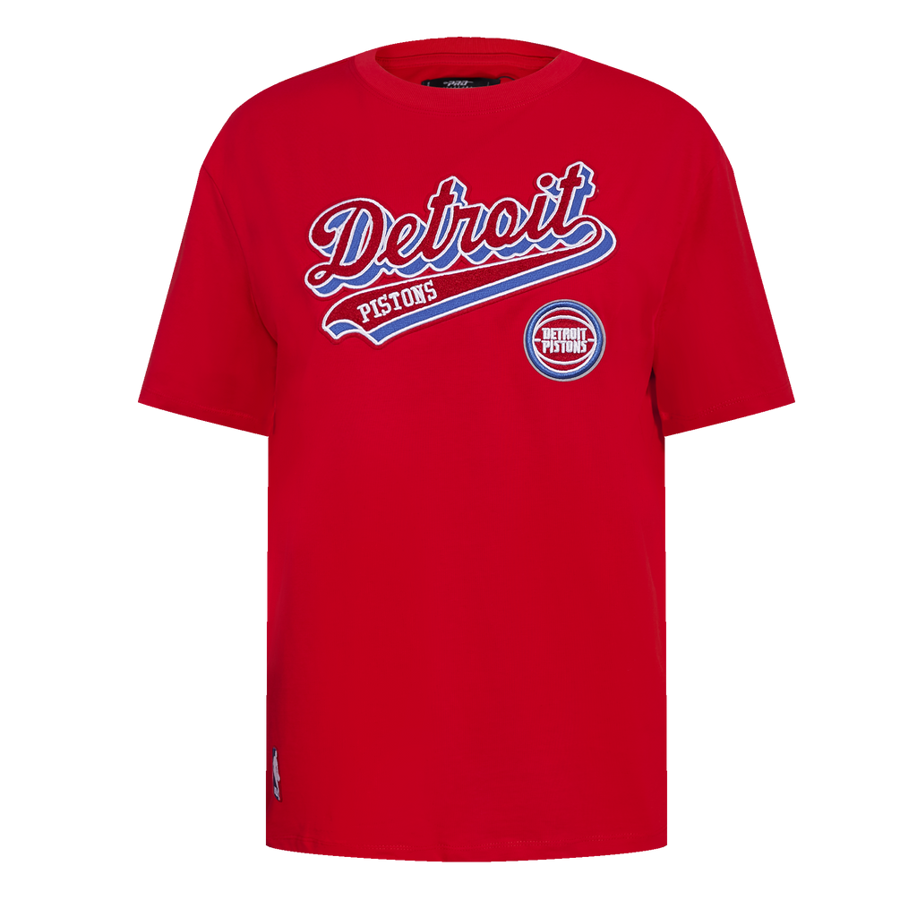 NBA DETROIT PISTONS SCRIPT TAIL T-SHIRT DE COUPE BOYFRIEND POUR FEMME (ROUGE)
