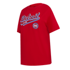 NBA DETROIT PISTONS SCRIPT TAIL T-SHIRT DE COUPE BOYFRIEND POUR FEMME (ROUGE)
