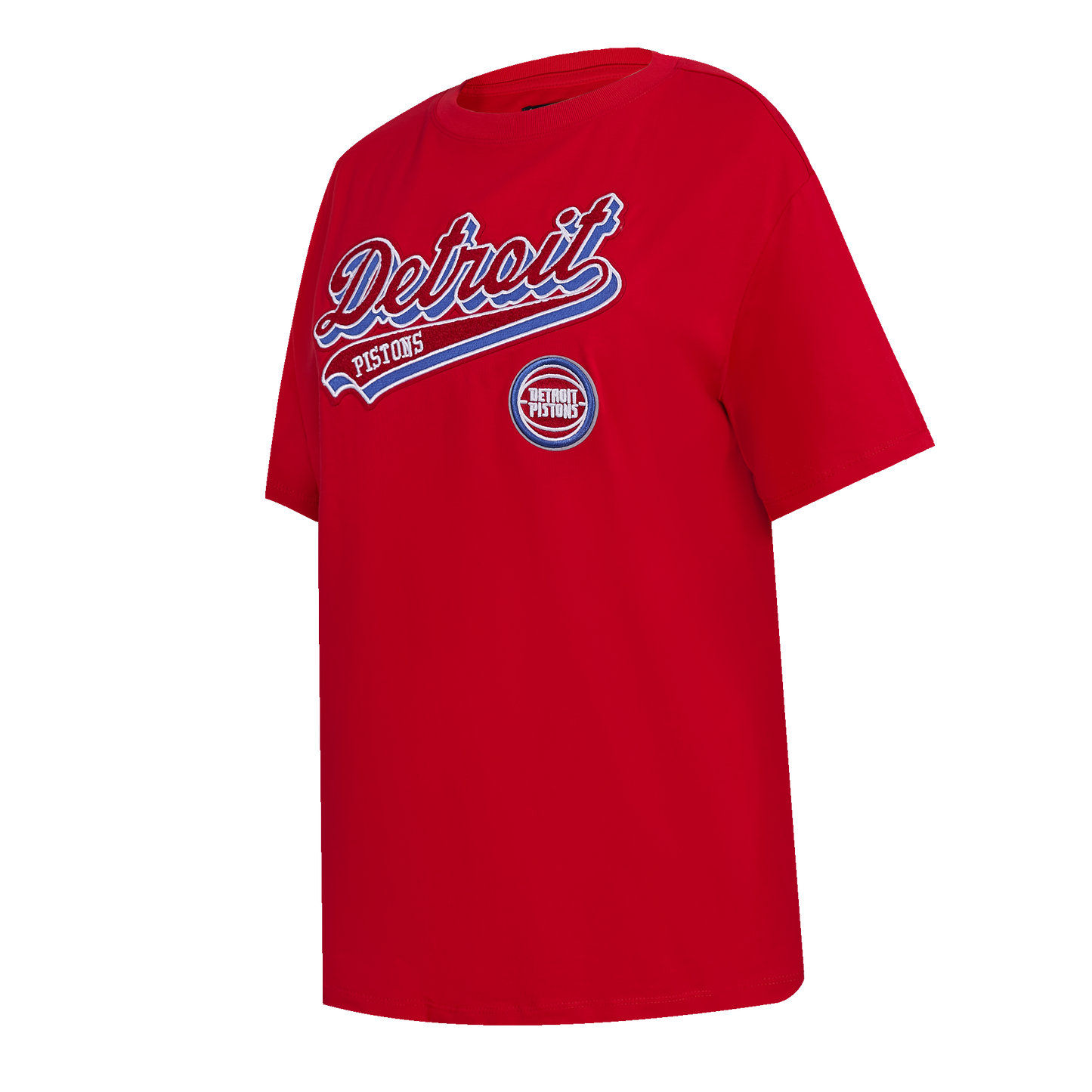 NBA DETROIT PISTONS SCRIPT TAIL WOMEN'S BOYFRIEND TEE (RED)