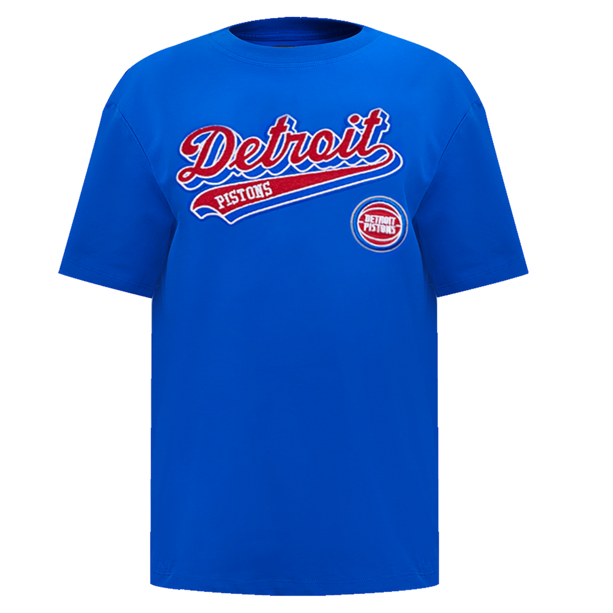 NBA DETROIT PISTONS SCRIPT TAIL WOMEN'S BOYFRIEND TEE (ROYAL BLUE)