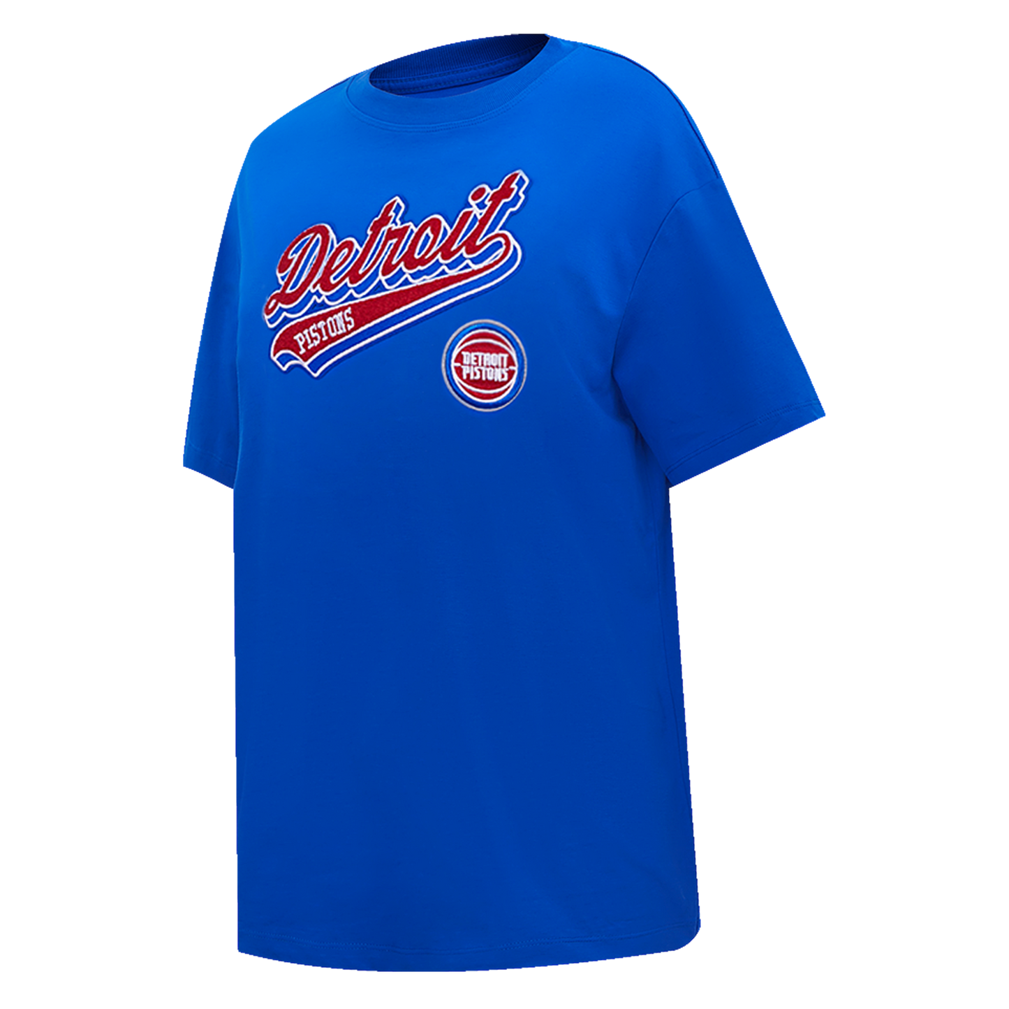 NBA DETROIT PISTONS SCRIPT TAIL WOMEN'S BOYFRIEND TEE (ROYAL BLUE)