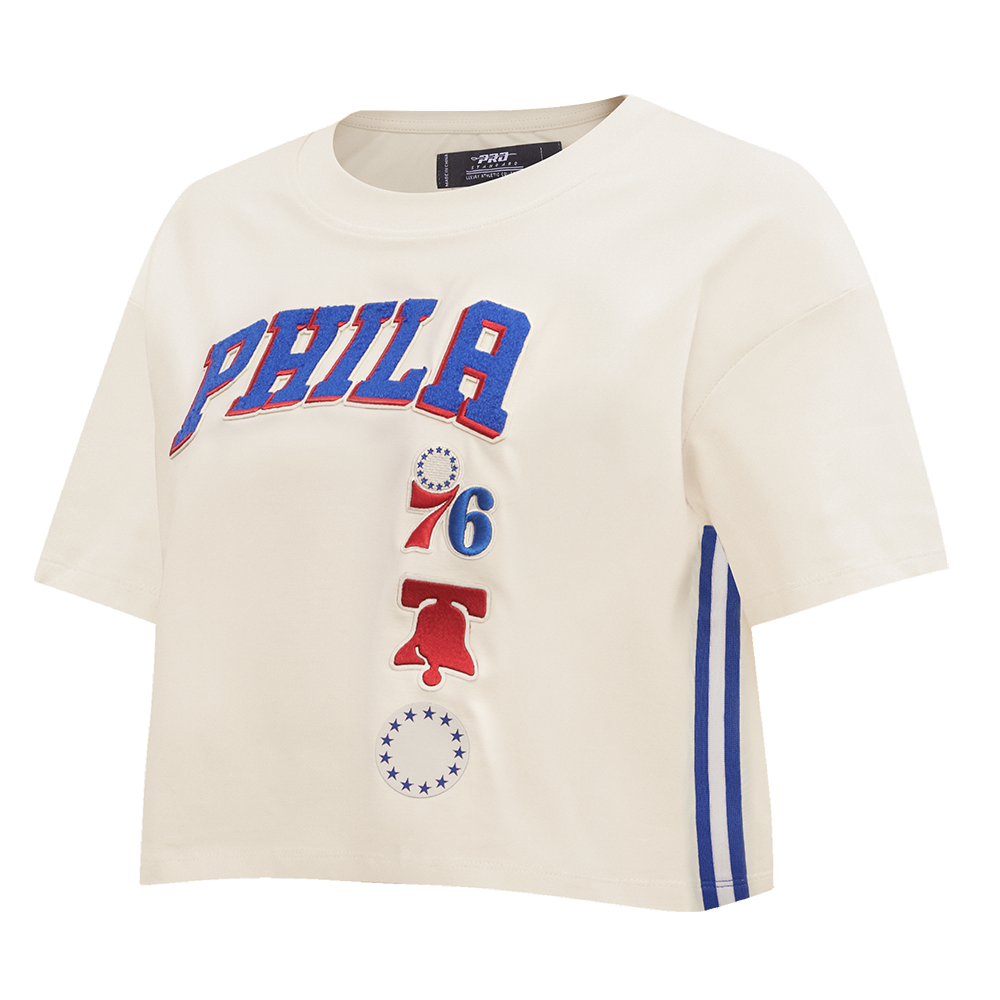NBA DETROIT PISTONS RETRO CLASSIC WOMEN'S BOXY TEE (EGGSHELL)