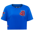 NBA DETROIT PISTONS MASHUP WOMEN'S BOXY TEE (ROYAL BLUE)