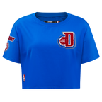 NBA DETROIT PISTONS MASHUP WOMEN'S BOXY TEE (ROYAL BLUE)