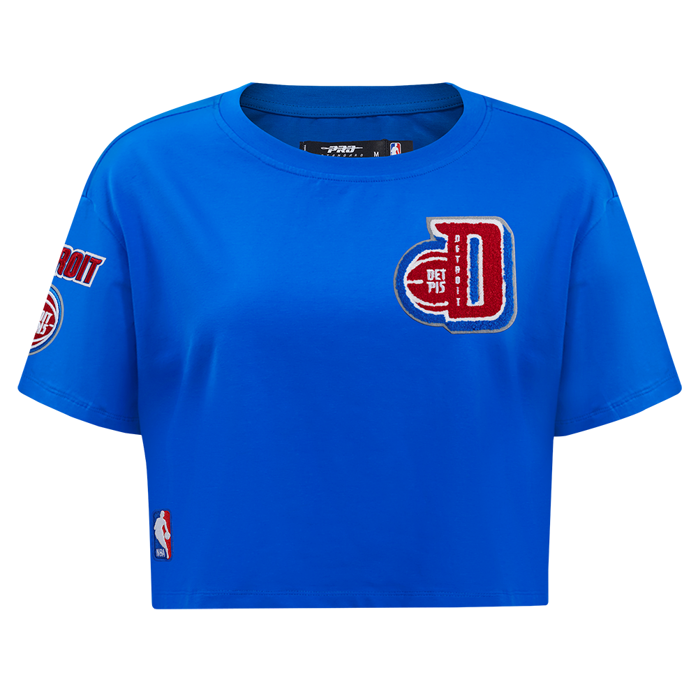 NBA DETROIT PISTONS MASHUP WOMEN'S BOXY TEE (ROYAL BLUE)
