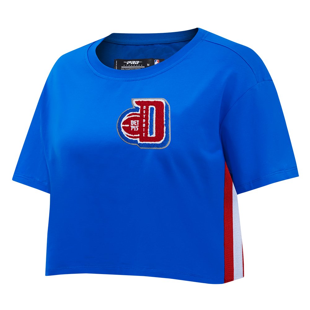 NBA DETROIT PISTONS MASHUP WOMEN'S BOXY TEE (ROYAL BLUE)