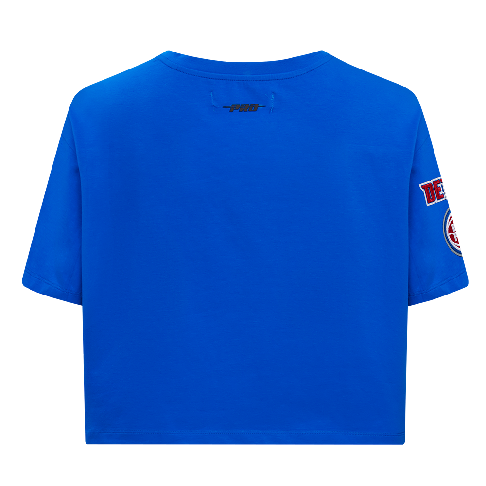 NBA DETROIT PISTONS MASHUP WOMEN'S BOXY TEE (ROYAL BLUE)