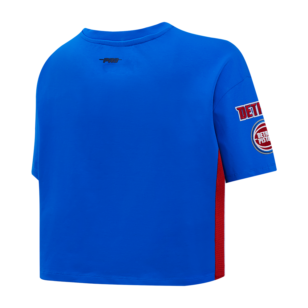 NBA DETROIT PISTONS MASHUP WOMEN'S BOXY TEE (ROYAL BLUE)