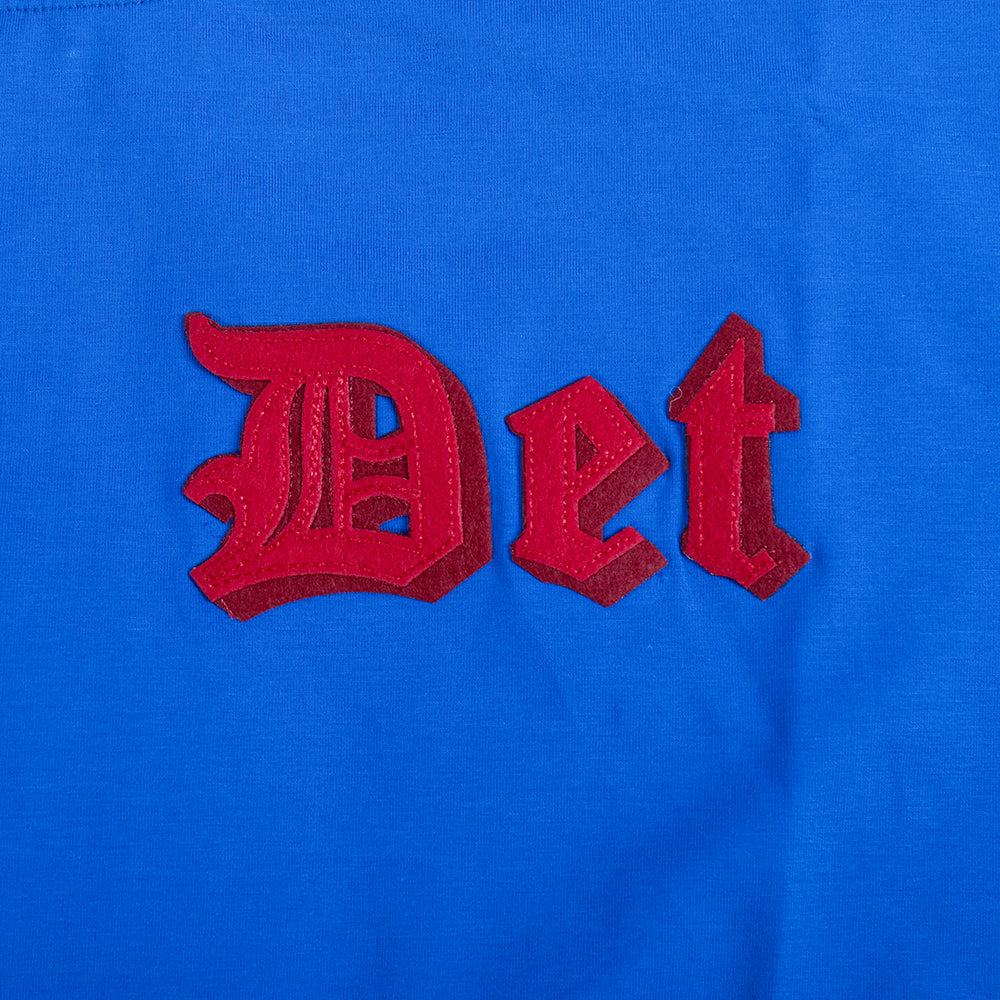 NBA DETROIT PISTONS OLD ENGLISH T-SHIRT EN JERSEY SIMPLE À COUPE CARRÉE POUR FEMME (BLEU ROYAL)