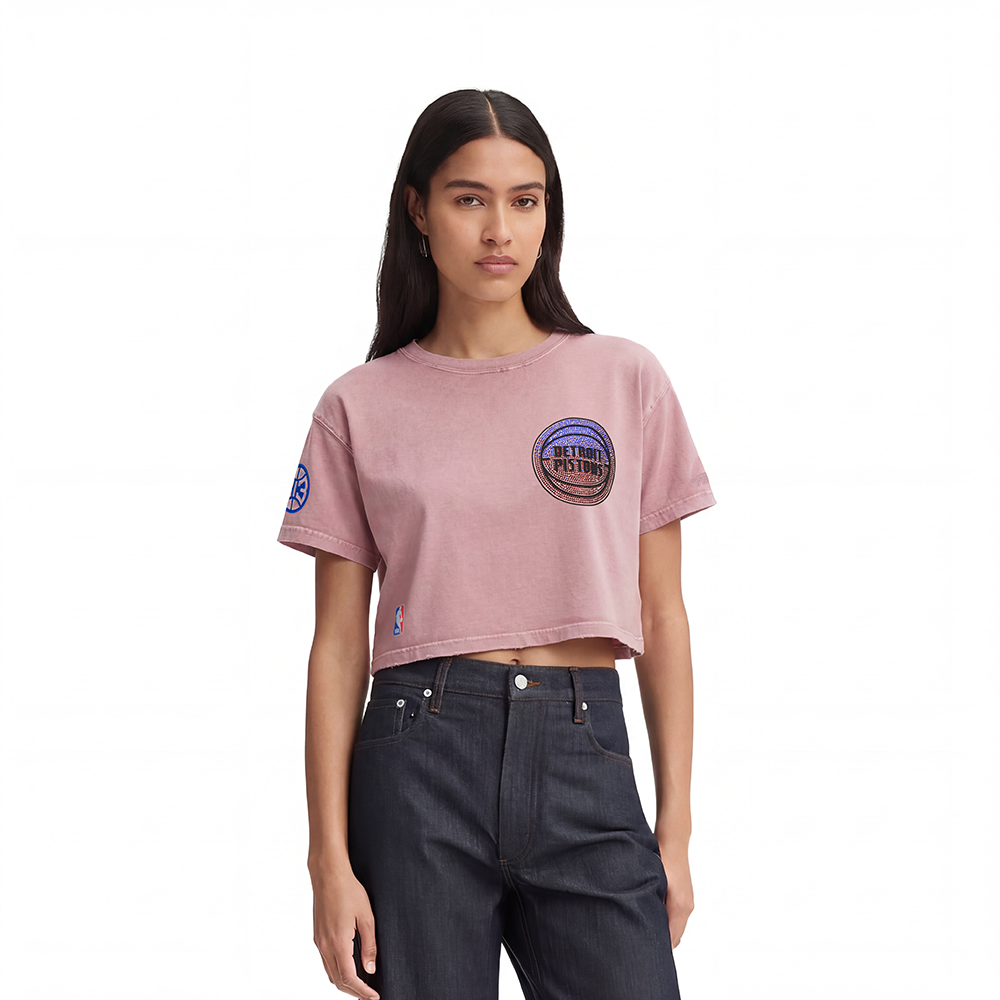 NBA DETROIT PISTONS  WOMEN'S S/S BOXY TEE (WASHED MAUVE)
