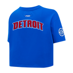 NBA DETROIT PISTONS CLASSIC CHENILLE WOMEN'S SJ BOXY TEE (ROYAL BLUE)