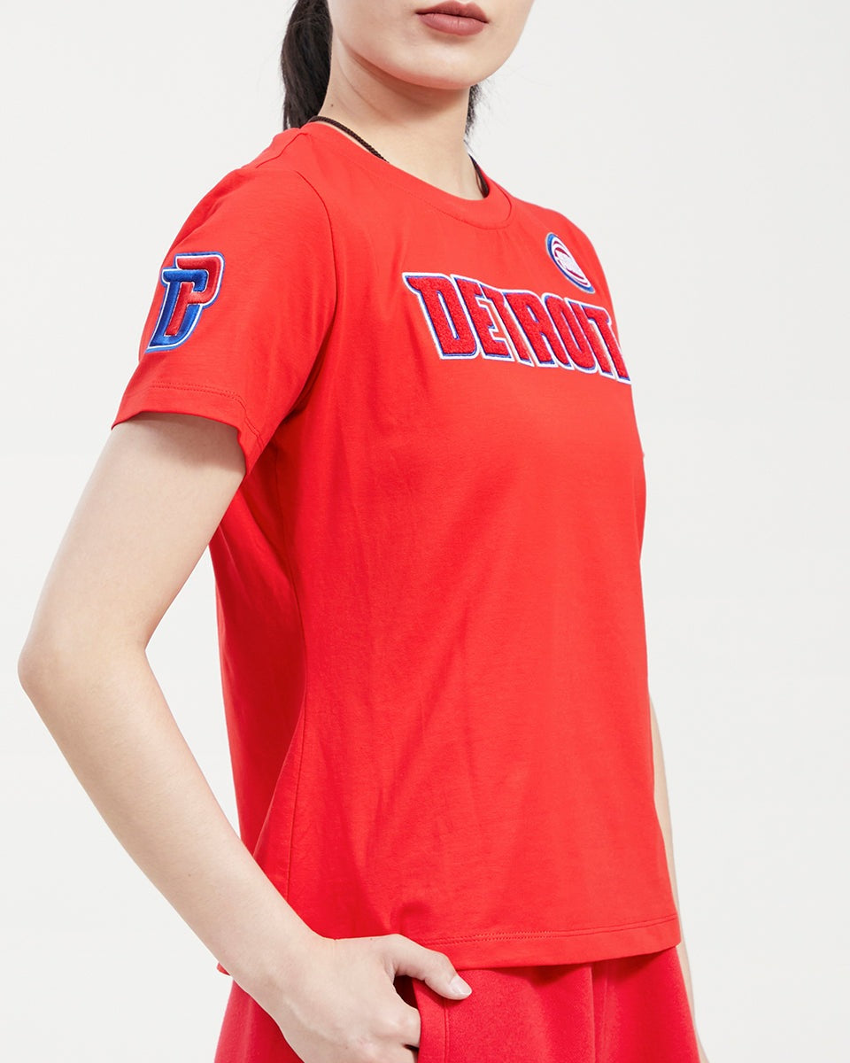 T-shirt NBA Detroit Pistons Classic pour femme, coupe slim (rouge)