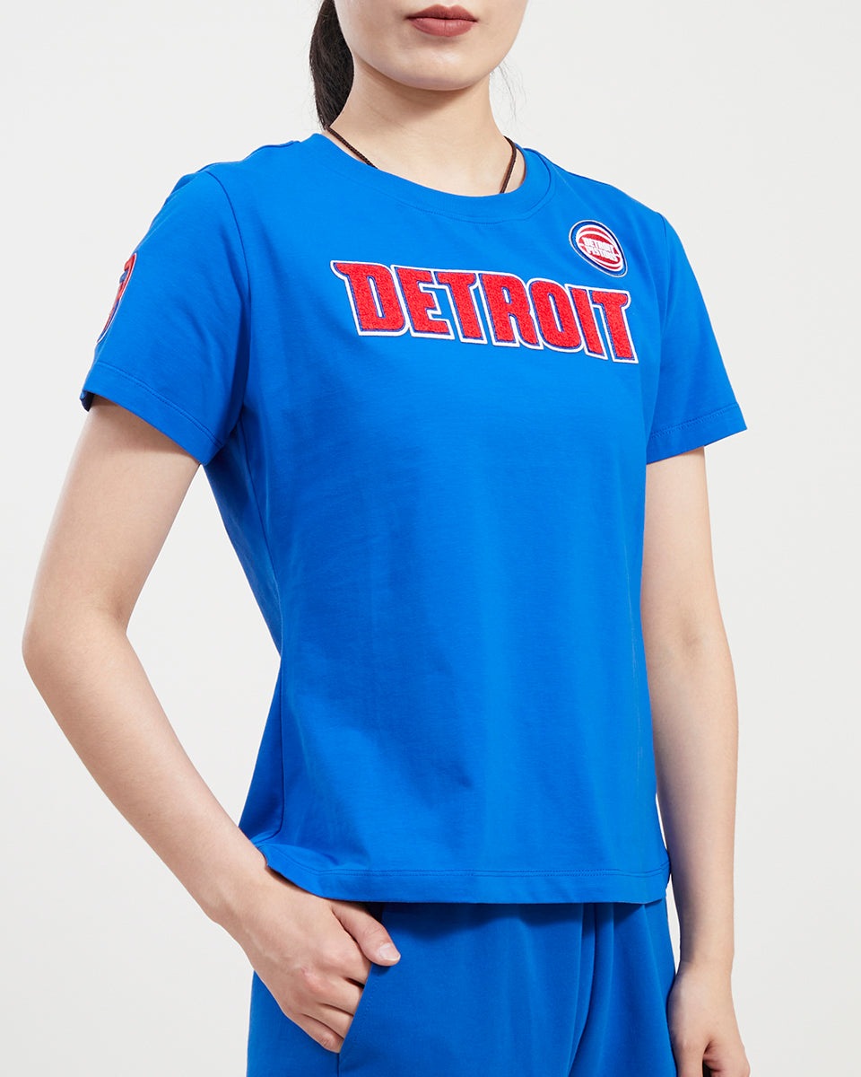 T-shirt NBA Detroit Pistons Classic pour femme, coupe slim (bleu roi)