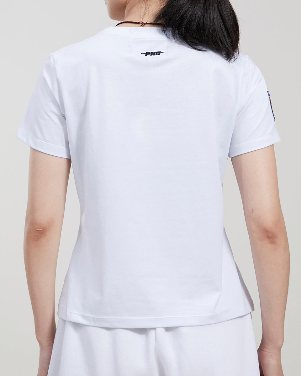 T-shirt NBA DETROIT PISTONS CLASSIC SLIM FIT POUR FEMME (BLANC/ROUGE)