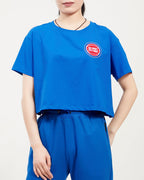 NBA DETROIT PISTONS CLASSIC T-SHIRT À COUPE CARRÉE POUR FEMME (BLEU ROYAL)