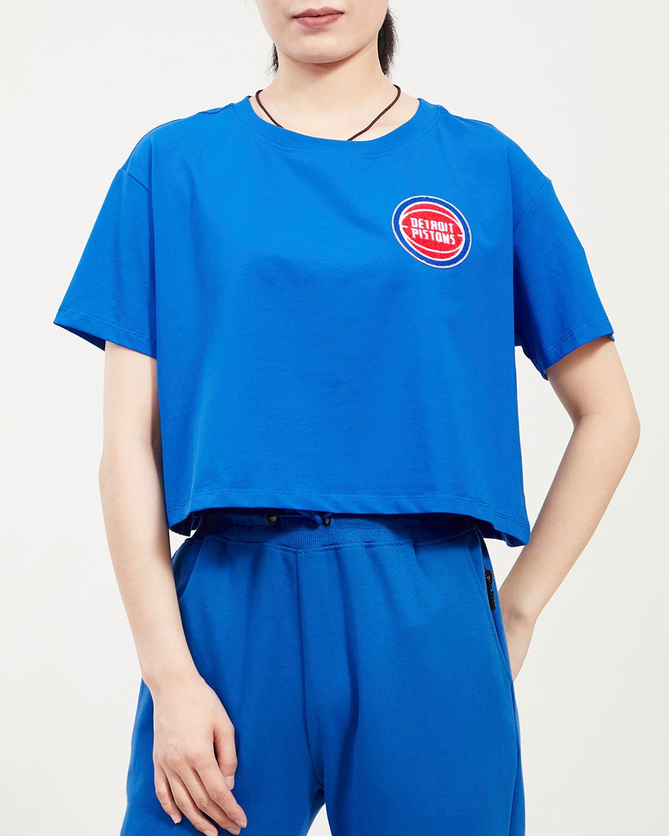 NBA DETROIT PISTONS CLASSIC T-SHIRT À COUPE CARRÉE POUR FEMME (BLEU ROYAL)