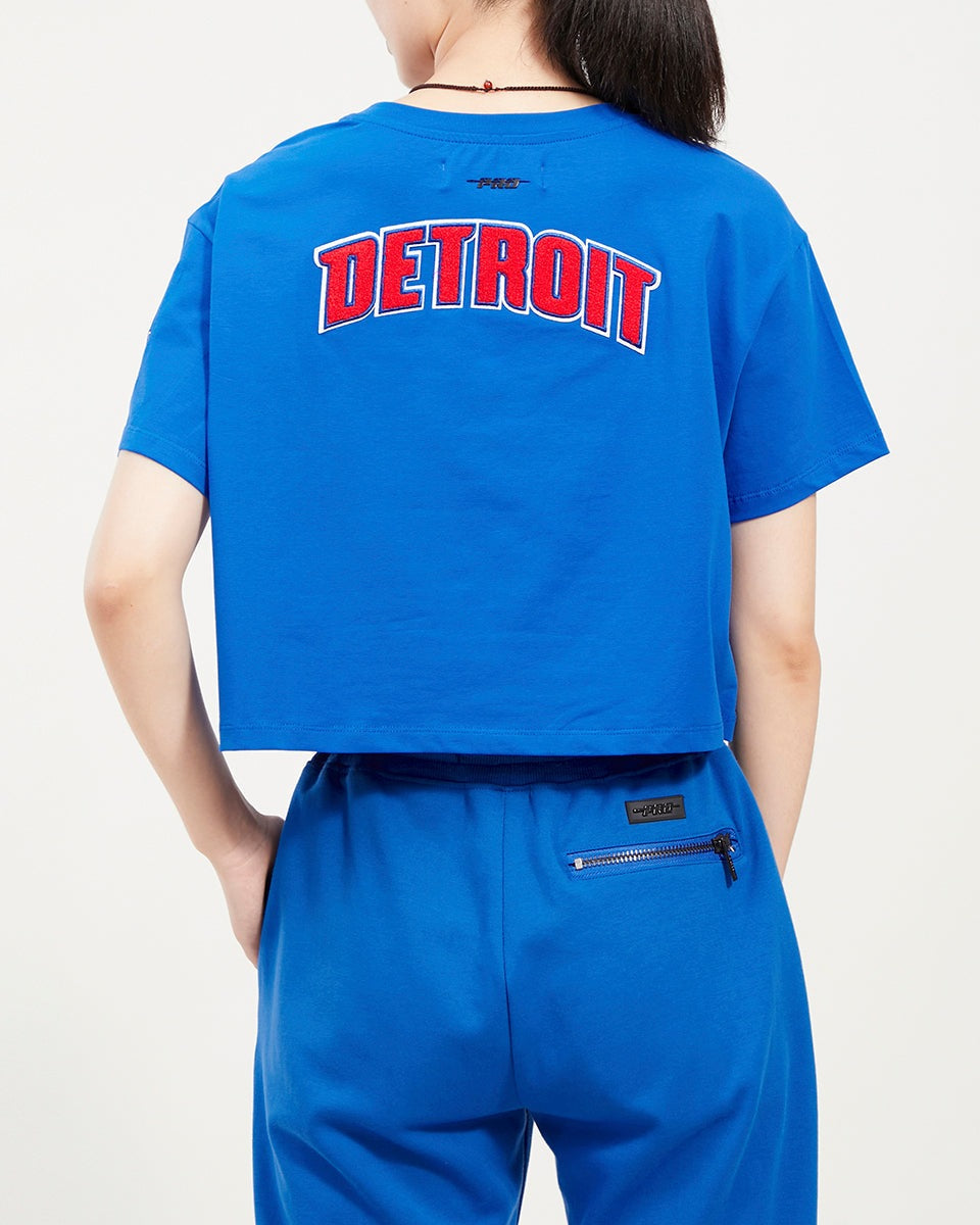 NBA DETROIT PISTONS CLASSIC WOMEN'S BOXY TEE (ROYAL BLUE)