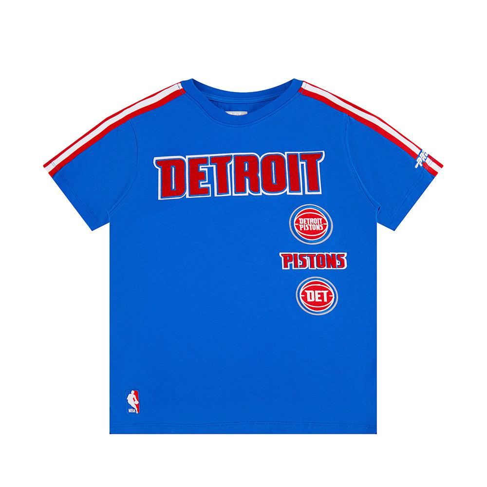 NBA DETROIT PISTONS RETRO CLASSIC BIG BOY'S SHORT SLEEVE TAPING TEE (ROYAL BLUE/RED)