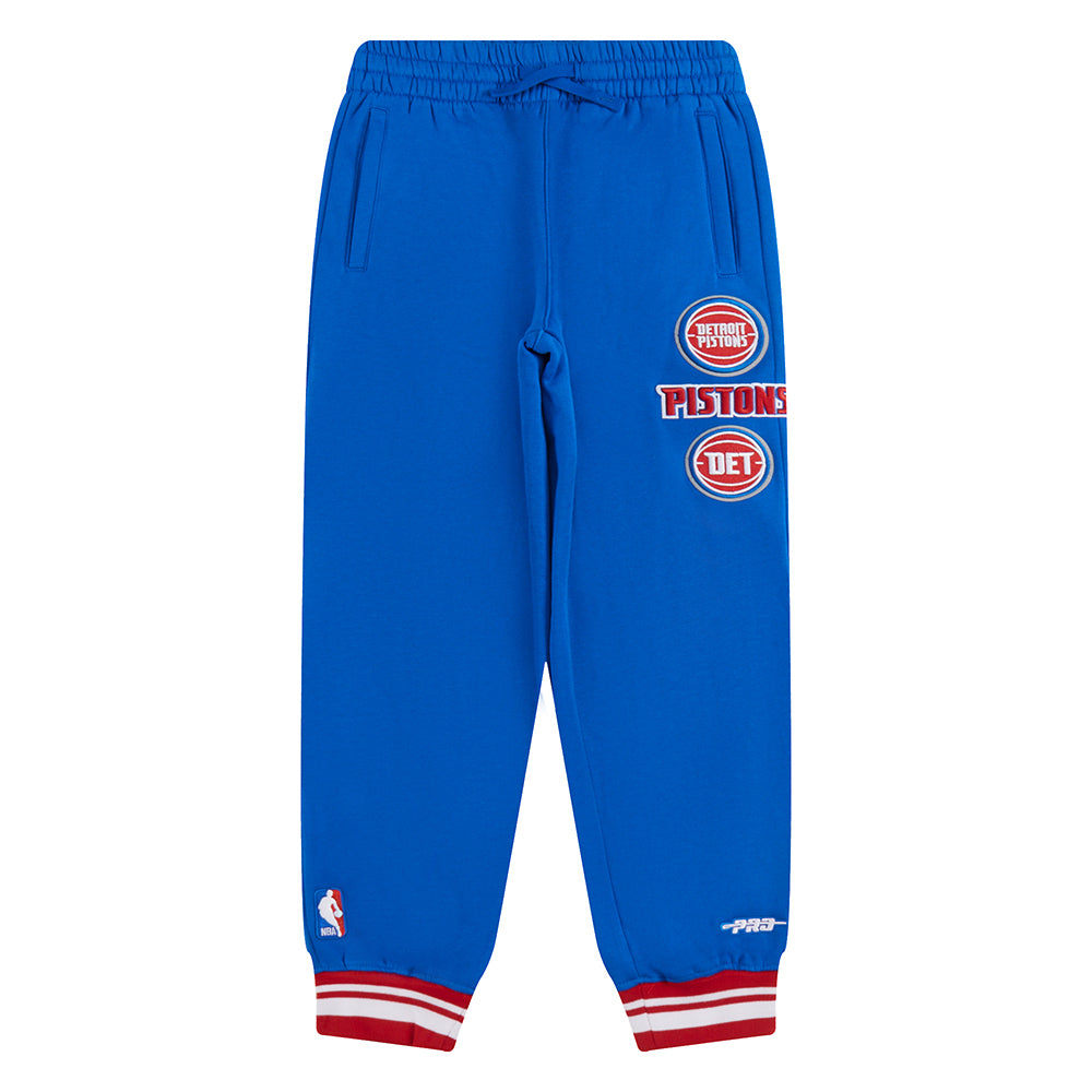 NBA DETROIT PISTONS RETRO CLASSIC BIG BOY'S RIB FLEECE SWEATPANT (ROYAL BLUE/RED)