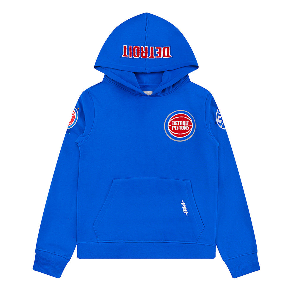 NBA DETROIT PISTONS CLASSIC BIG BOY'S FLEECE PULLOVER HOODIE (ROYAL BLUE)