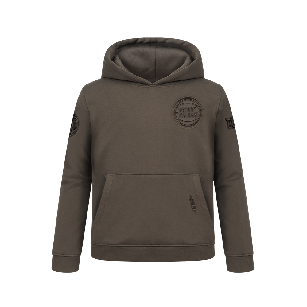 NBA DETROIT PISTONS NEUTRAL BIG BOY'S FLEECE PULLOVER HOODIE (DARK TAUPE)