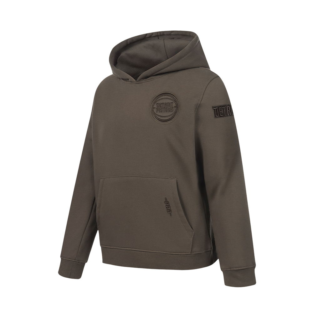 NBA DETROIT PISTONS NEUTRAL BIG BOY'S FLEECE PULLOVER HOODIE (DARK TAUPE)
