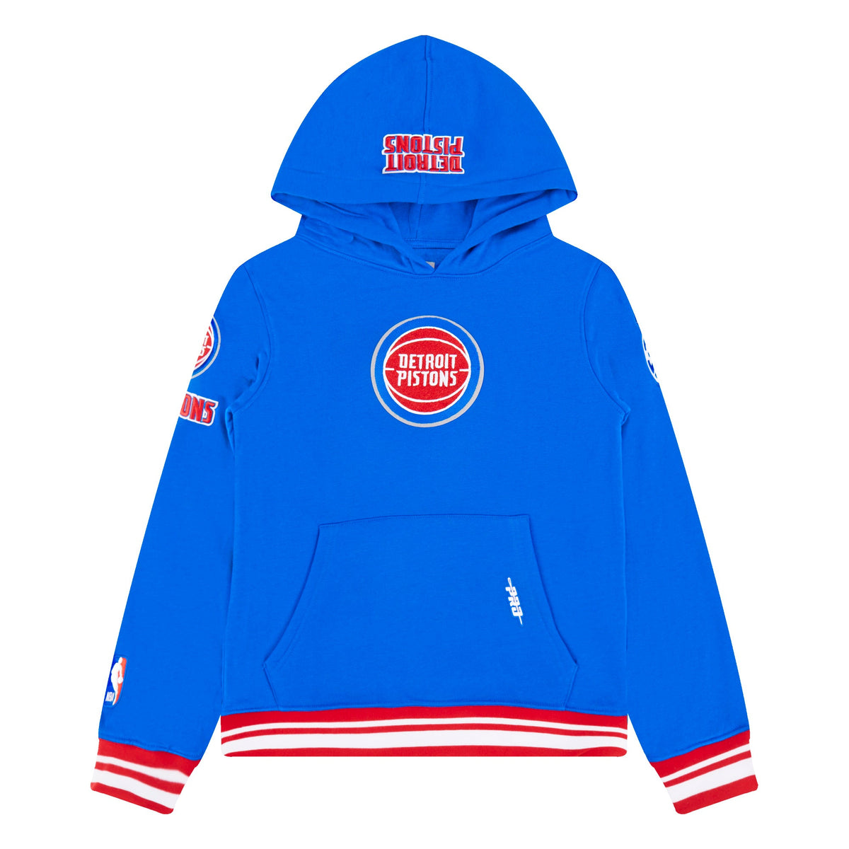 NBA DETROIT PISTONS RETRO CLASSIC CHANDAIL À CAPUCHON EN MOLLETON CÔTELÉ POUR GARÇON JUNIOR (BLEU ROYAL/ROUGE)