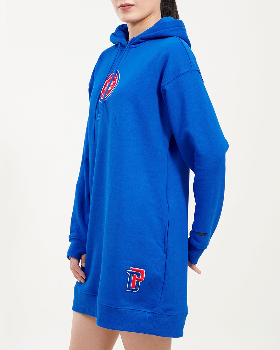 NBA DETROIT PISTONS CLASSIC WOMEN'S HOODIE DRESS (ROYAL BLUE)