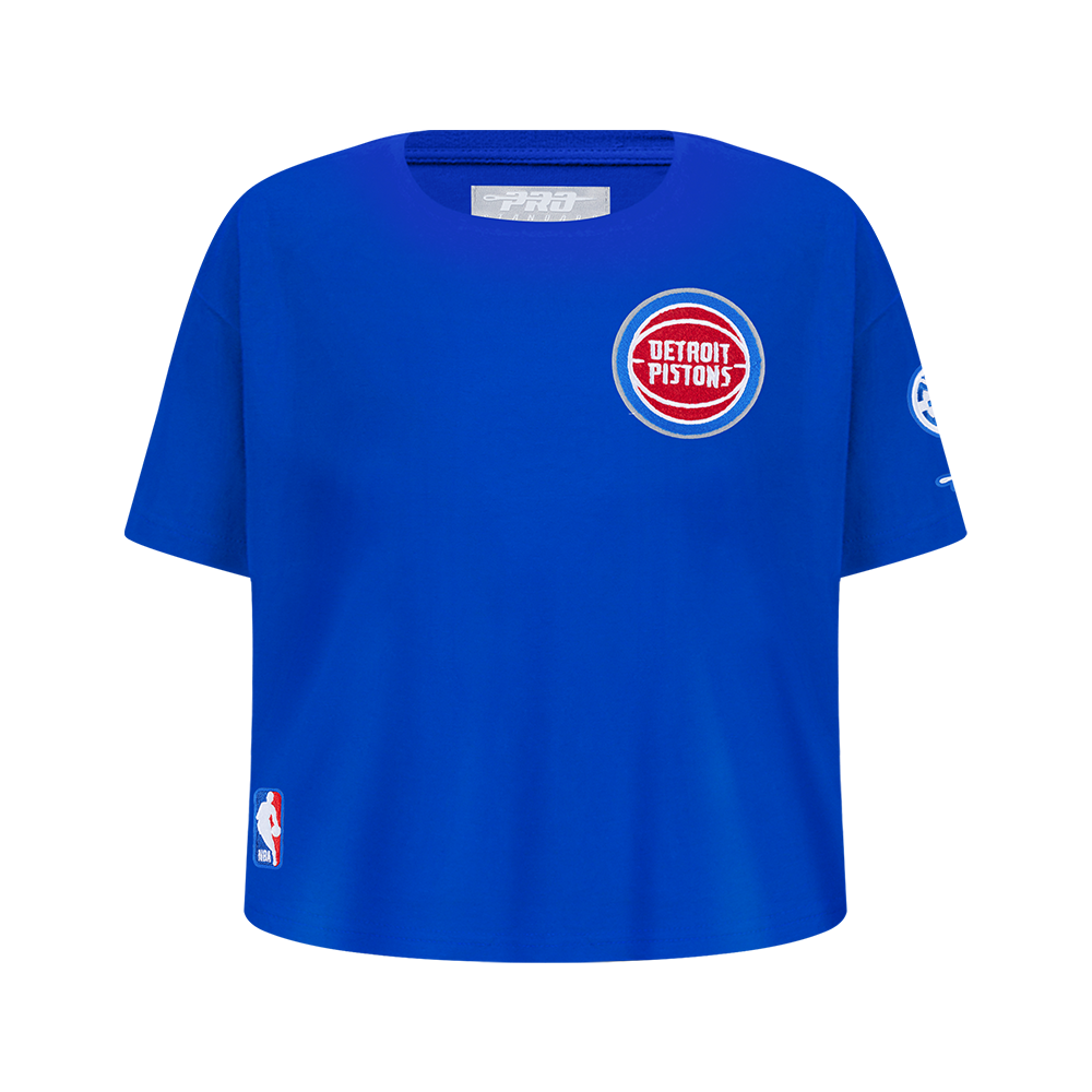 NBA DETROIT PISTONS CLASSIC BIG GIRL'S SHORT SLEEVE BOXY TEE (ROYAL BLUE)