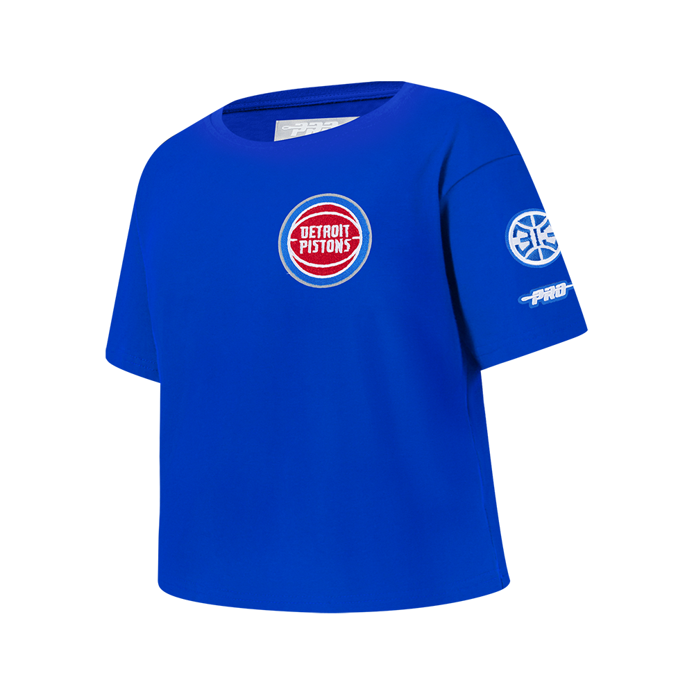 NBA DETROIT PISTONS CLASSIC BIG GIRL'S SHORT SLEEVE BOXY TEE (ROYAL BLUE)