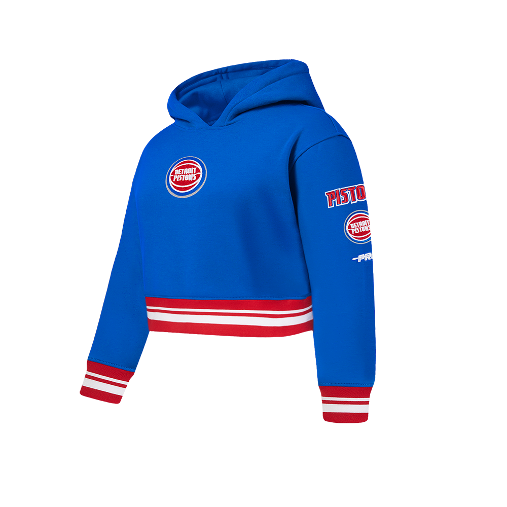 NBA DETROIT PISTONS RETRO CLASSIC BIG GIRL'S RIB FLC PO HOODIE (ROYAL BLUE/RED)