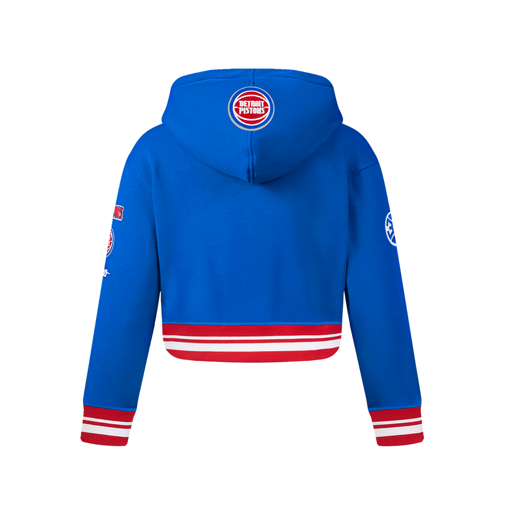NBA DETROIT PISTONS RETRO CLASSIC BIG GIRL'S RIB FLC PO HOODIE (ROYAL BLUE/RED)