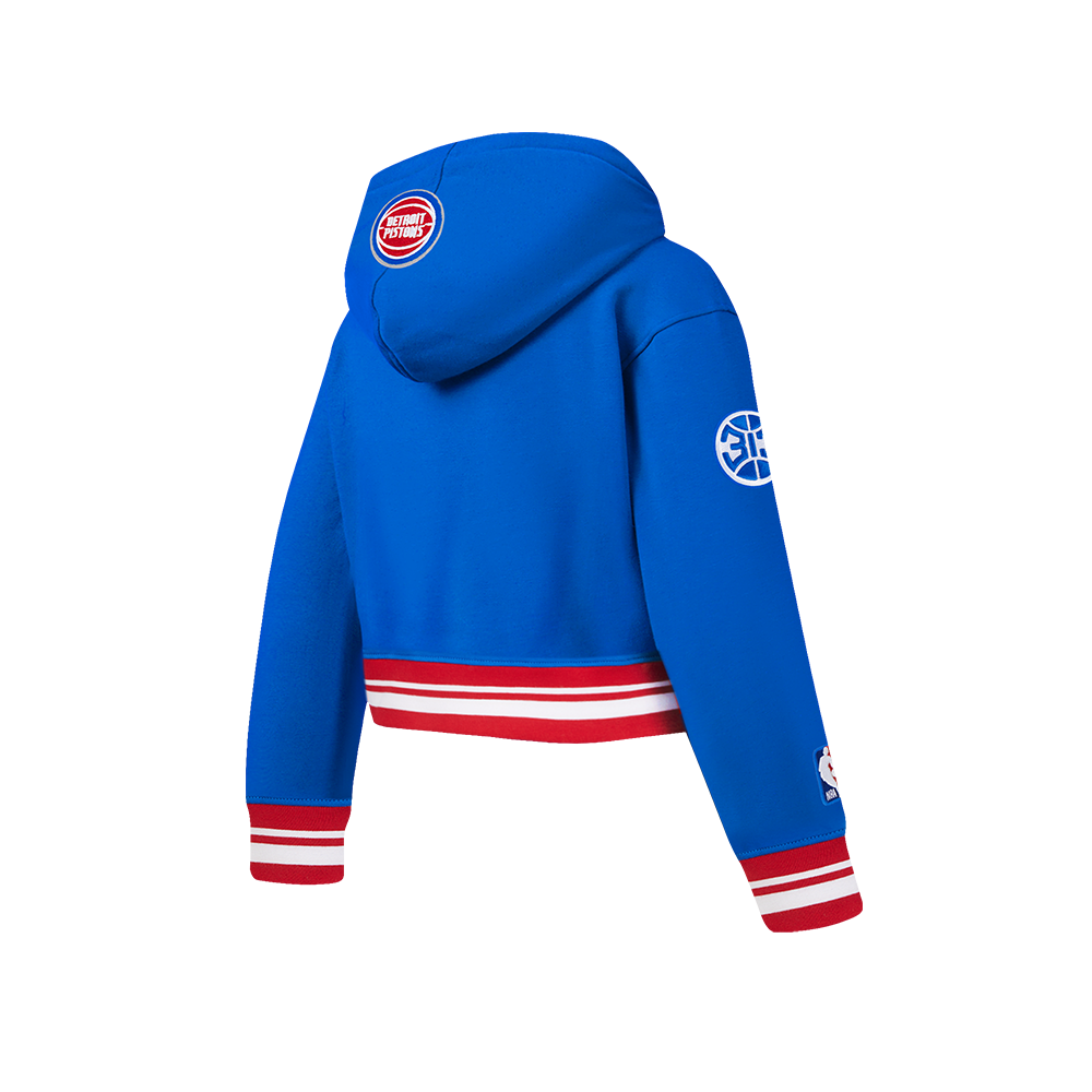 NBA DETROIT PISTONS RETRO CLASSIC BIG GIRL'S RIB FLC PO HOODIE (ROYAL BLUE/RED)