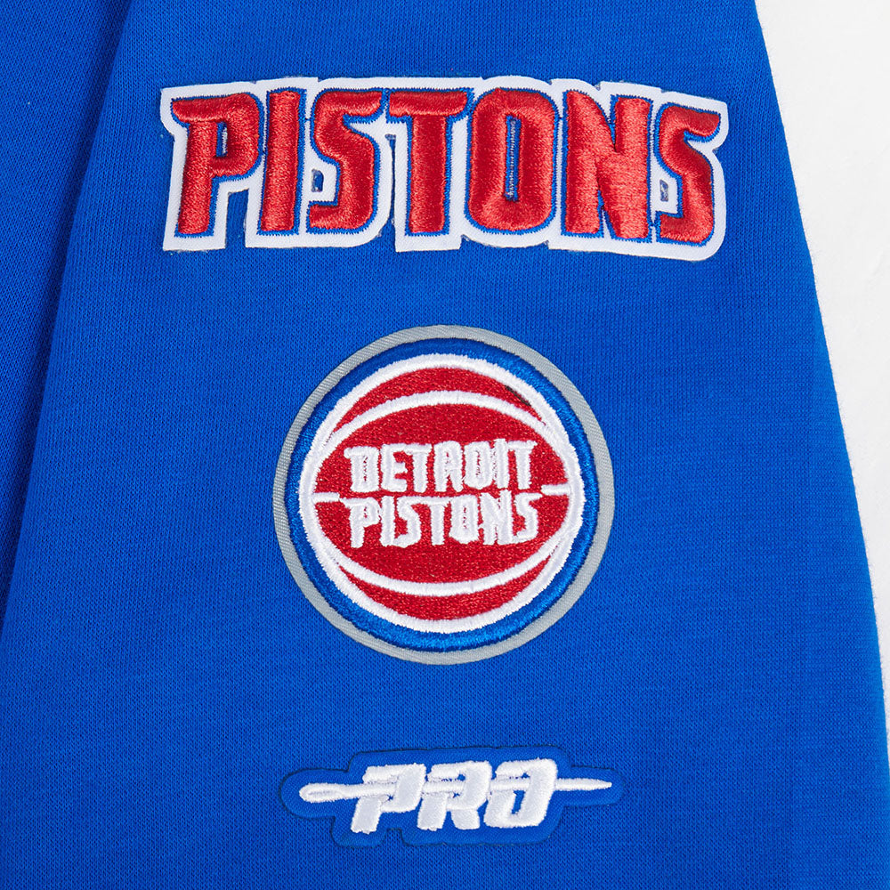 NBA DETROIT PISTONS RETRO CLASSIC BIG GIRL'S RIB FLC PO HOODIE (ROYAL BLUE/RED)
