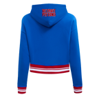 NBA DETROIT PISTONS SCRIPT TAIL CHANDAIL À CAPUCHON COURT EN MOLLETON CÔTELÉ POUR FEMME (BLEU ROYAL/ROUGE)