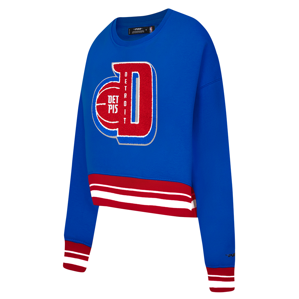 NBA DETROIT PISTONS MASHUP WOMEN'S RIB CREWNECK (ROYAL BLUE/RED)