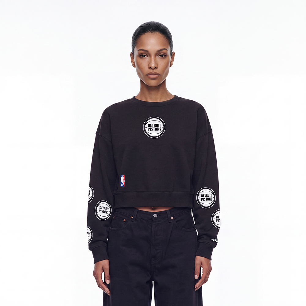 NBA DETROIT PISTONS  WOMEN'S CREWNECK SWEATSHIRT (BLACK)