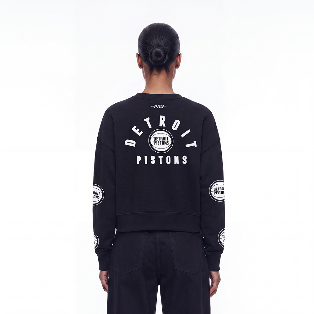NBA DETROIT PISTONS  WOMEN'S CREWNECK SWEATSHIRT (BLACK)