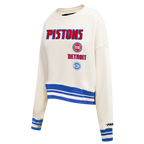 NBA DETROIT PISTONS RETRO CLASSICS WOMEN'S SWEATSHIRT (EGGSHELL/ROYAL BLUE)