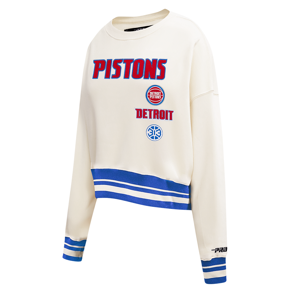 NBA DETROIT PISTONS RETRO CLASSICS WOMEN'S SWEATSHIRT (EGGSHELL/ROYAL BLUE)